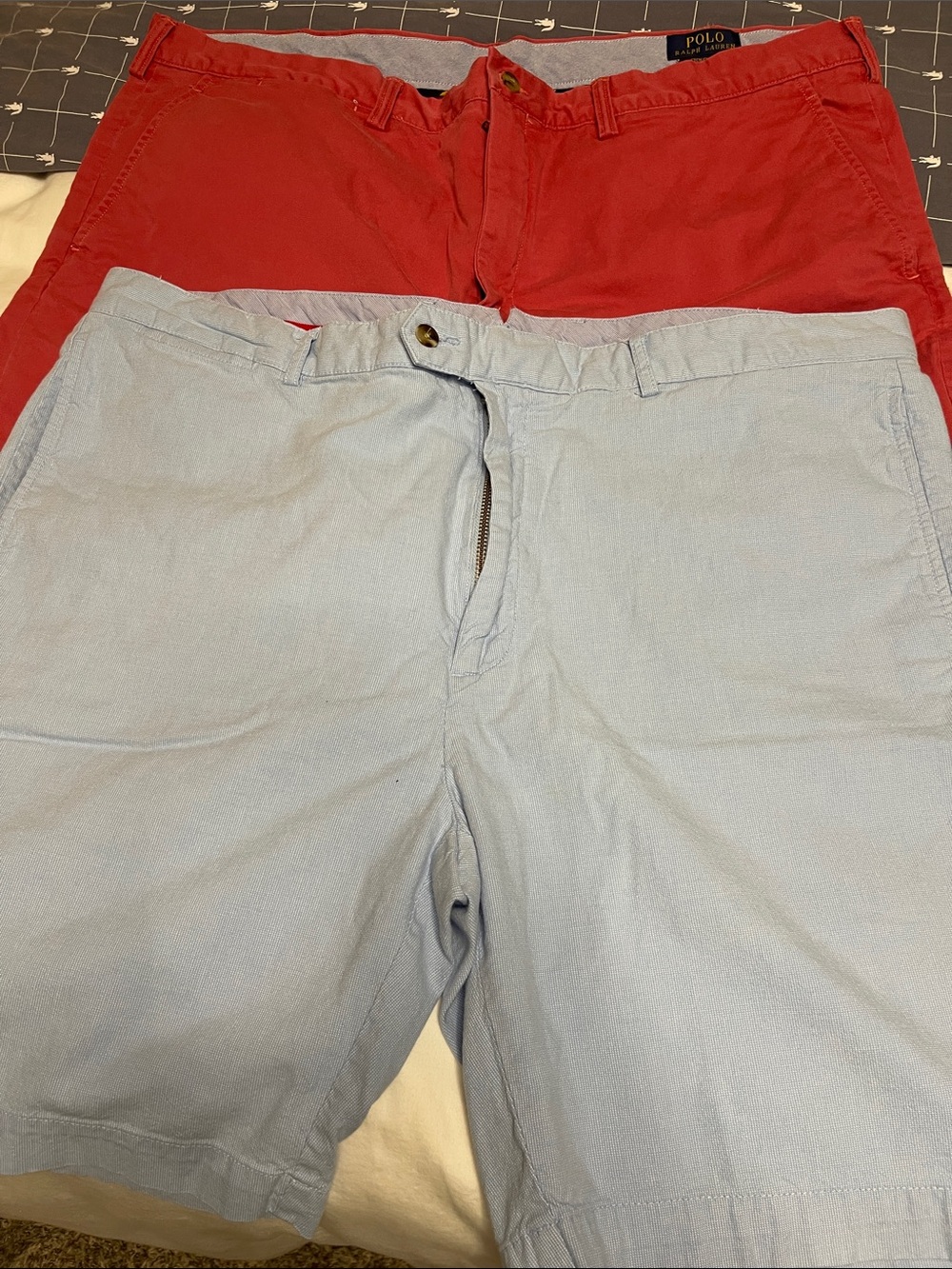 Polo by Ralph Lauren Light Blue and Red Men's Chino Shorts